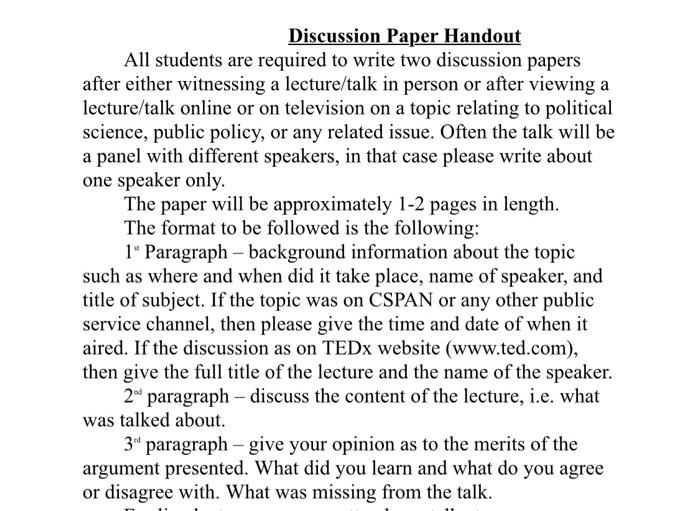 How to Write a Discussion Paper
