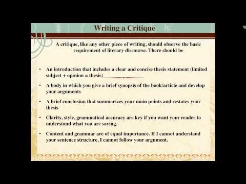 How to Write a Critique Paper